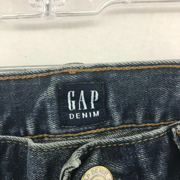 Gap Denim Jeans Men's Sz 29x32 Dark Blue Stonewash Slim Straight Midrise Stretch - Picture 9 of 12